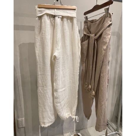40リネン　前クロス　キモノ風パンツ　 #2616023