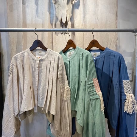 コットンフラックス　クロップド丈　Big sleeve shirt #2612031