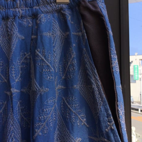 コットンフラックス　刺繍　ソフトサルエルパンツ　#2616032