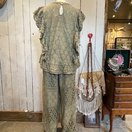 綿レースパッチワーク Boho トップス #2514003