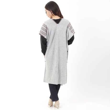 MERINO WOOL 12GG BORDER & FRNGE ジレ#1747003