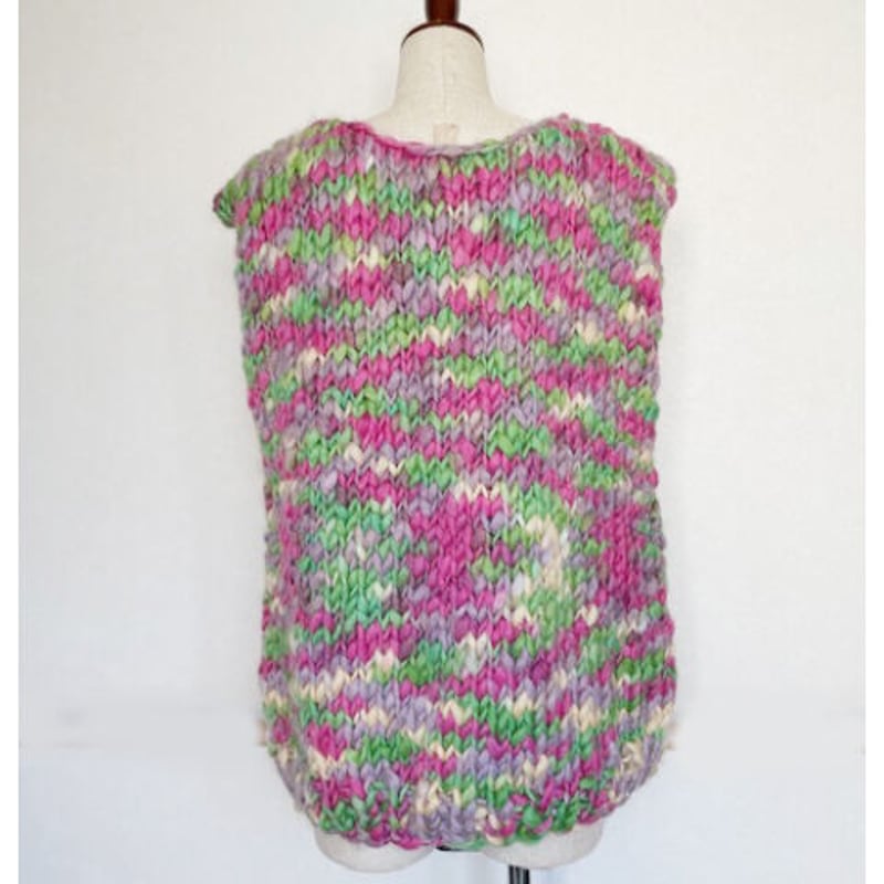 かすり染め WOOL100% 手編みニット ベスト #2147214 | anotherbazaar