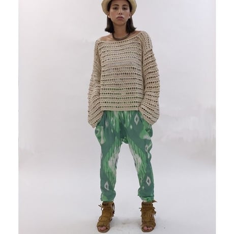 ヴィスコースモダール BIG IKAT プリント サルエルパンツ#1826029