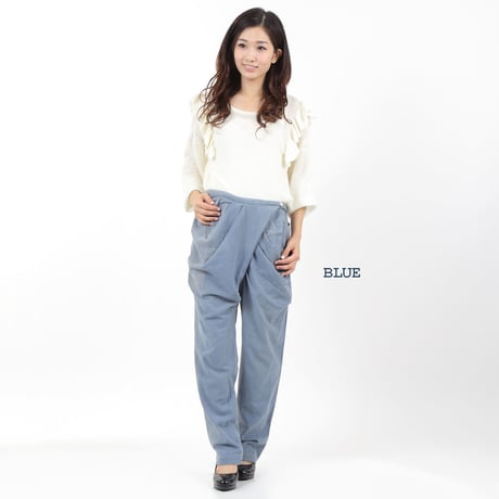コットンツイルフラックス サンドウオッシュドレープパンツ＃1756019