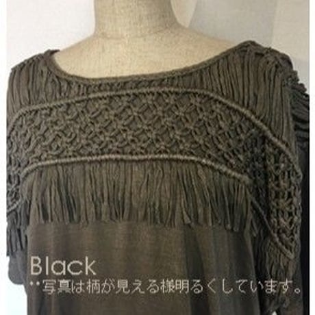 30sレーヨン天竺　マクラメT-shirts #1819003