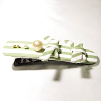 "Cath" リボンストライプクリップ