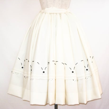 "Lita" サッシュリボン付ウールギャザースカート
