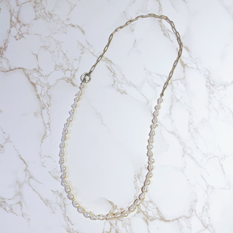 シルバーチェーンx淡水パールネックレス | Grandma's Pearl シルバーチェーンx淡水パールネックレス | Grandma's Pearl