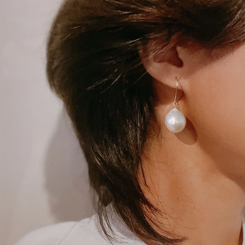 パール K18ピアス(アコヤ真珠/8mm/バロック珠/6月誕生石