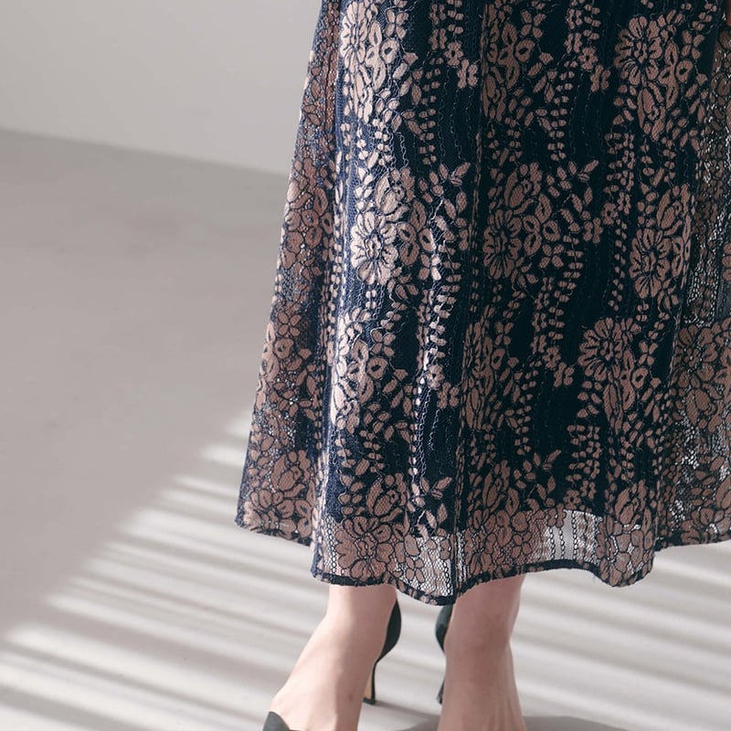 kaene レースエプロンワンピース ( ネイビー ) | エイプリル