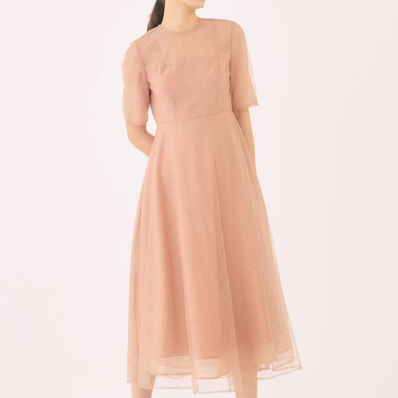 kaene ラメミックスワンピース ( オレンジ／ネイビー ) | エイプリル