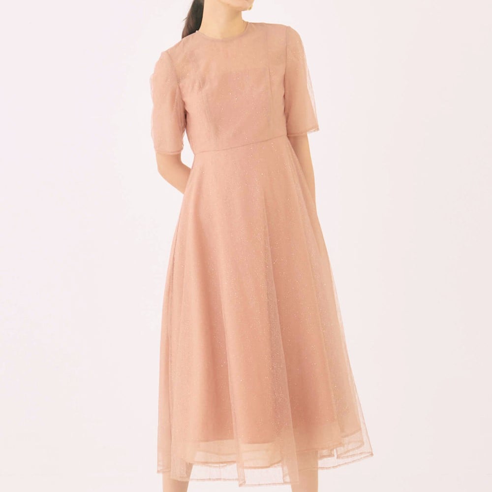 kaene ラメミックスワンピース ( オレンジ／ネイビー ) | エイプリル