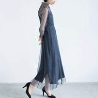kaene ラメチュールワンピース ( ネイビー )