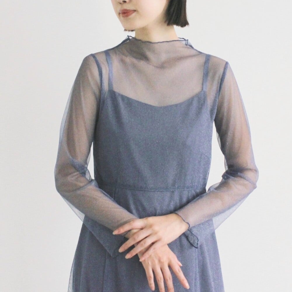 kaene ラメチュールワンピース ( サックス ) | エイプリル kaene ラメチュールワンピース ( サックス ) | エイプリル