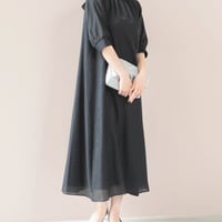 kaene シャンブレーAラインワンピース ( ブラック )