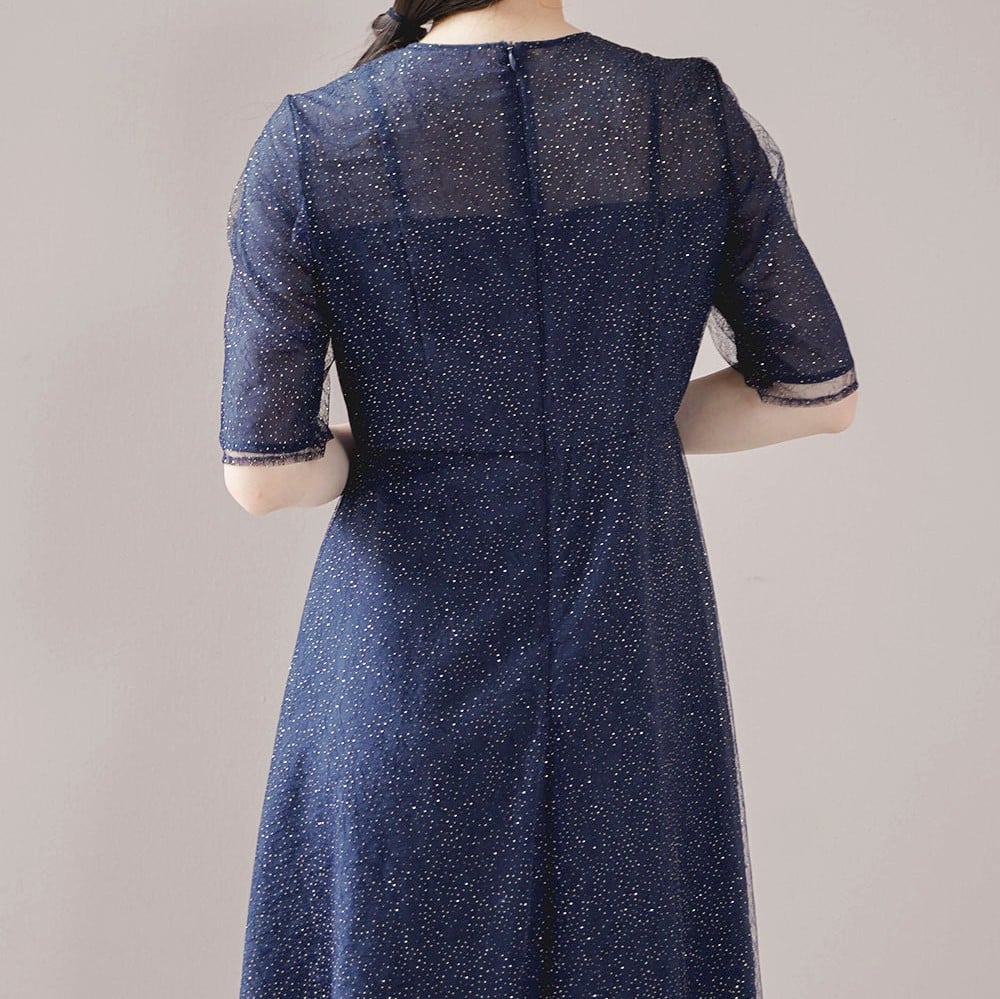 カエン　kaene ラメミックスエアリードレス オレンジ　ラメチュールワンピース kaene｜ラメミックスエアリードレス | Rakuten Fashion(楽天