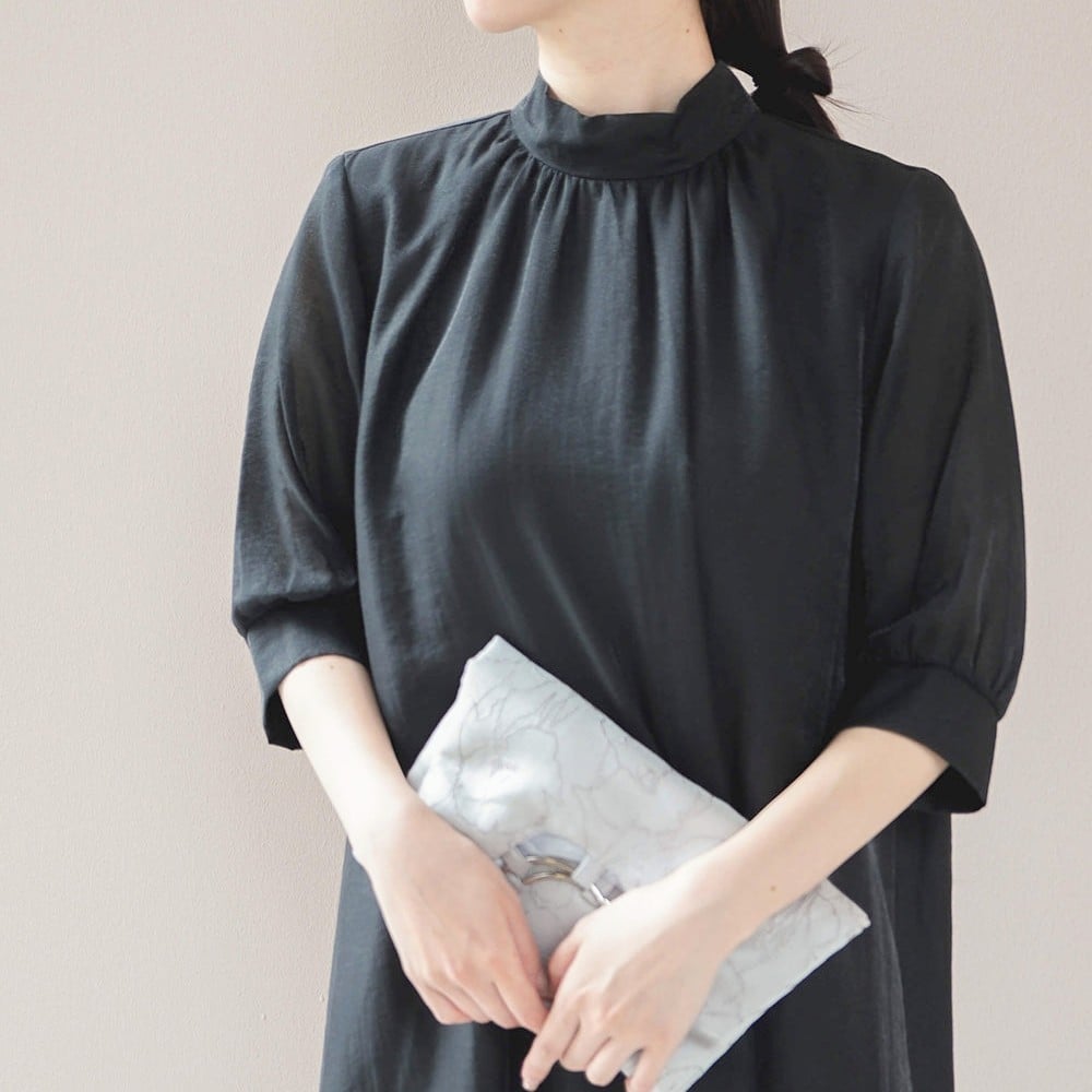 kaene シャンブレーAラインワンピース ( ブラック ) | エイプリル