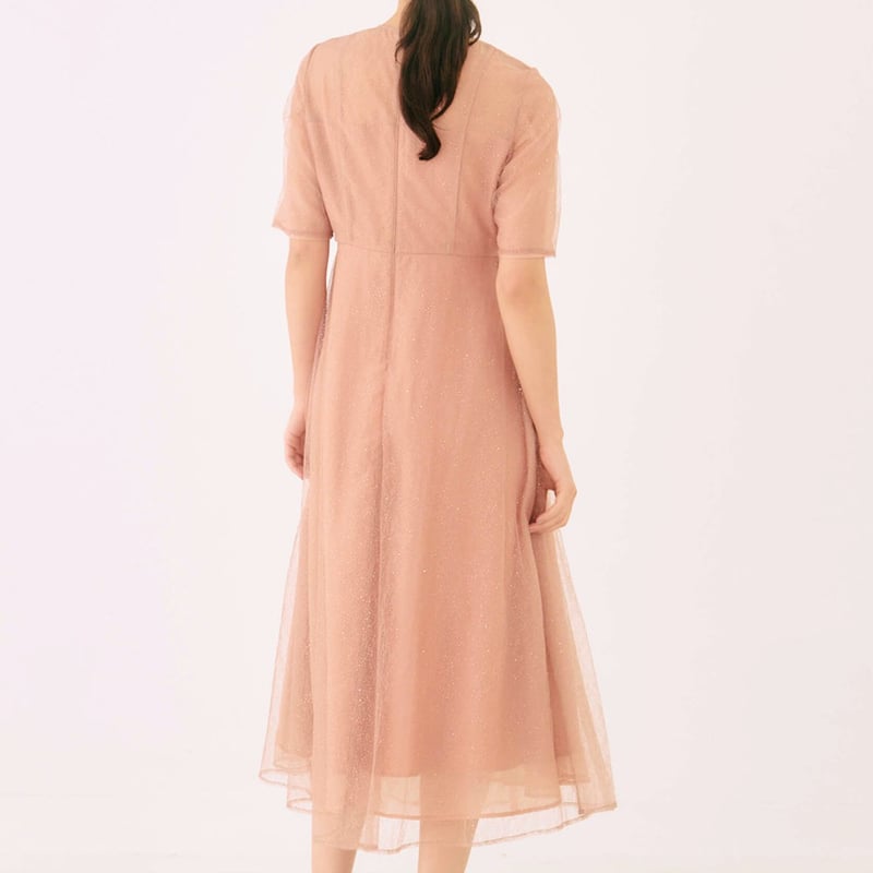 kaene ラメミックスエアリードレス　ネイビー ドレス ワンピース　34 新 kaene｜ラメミックスエアリードレス | Rakuten Fashion(楽天