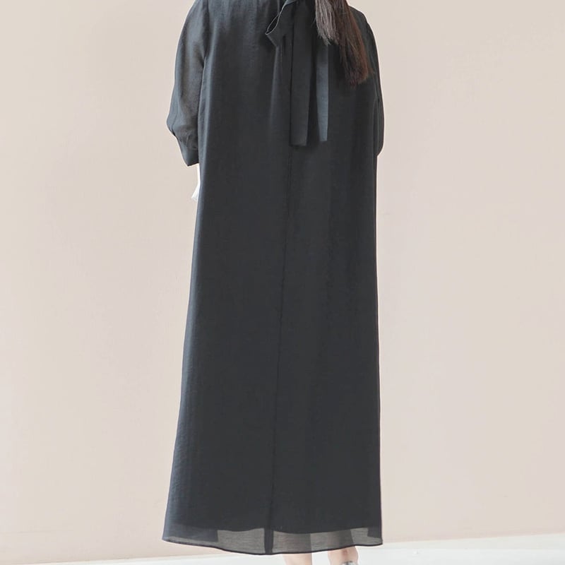 Kaene シャンブレーAラインドレス ブラック Sサイズ kaene シャンブレーAラインワンピース ( ブラック ) | エイプリル