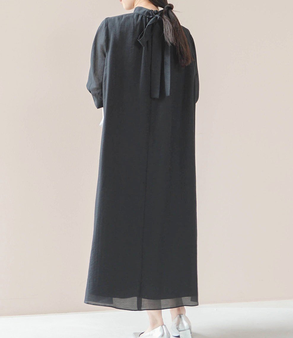 kaene シャンブレーAラインワンピース ( ブラック ) | エイプリル