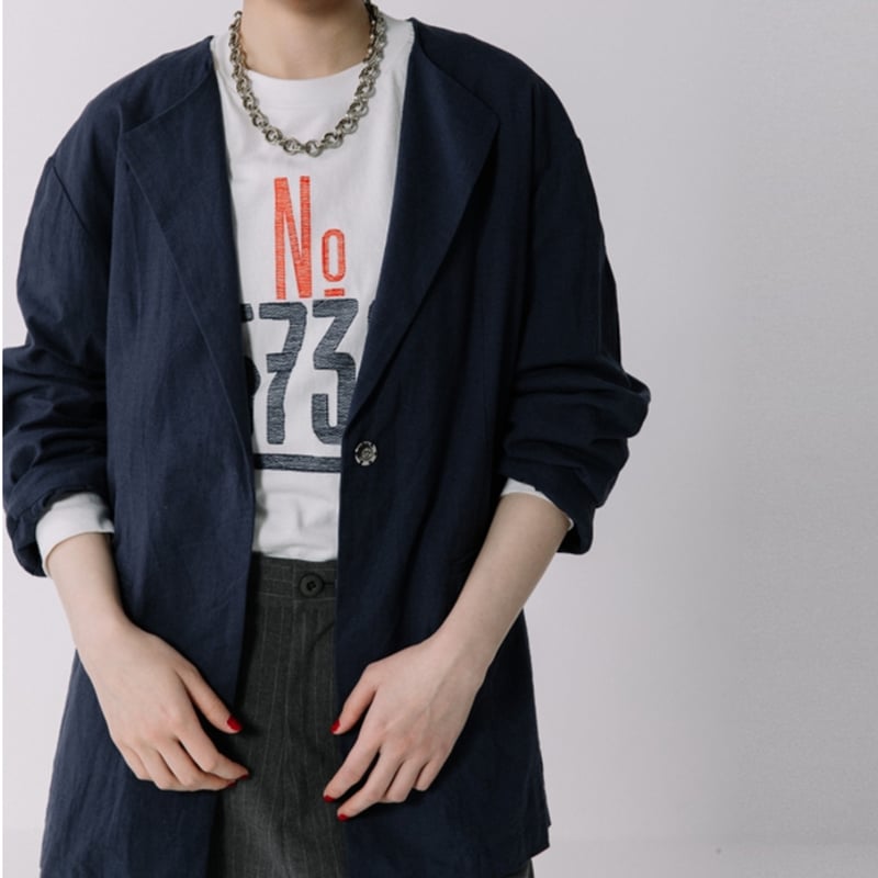 コットンリネンノーカラージャケット【BB57-205】 | BLANC basque