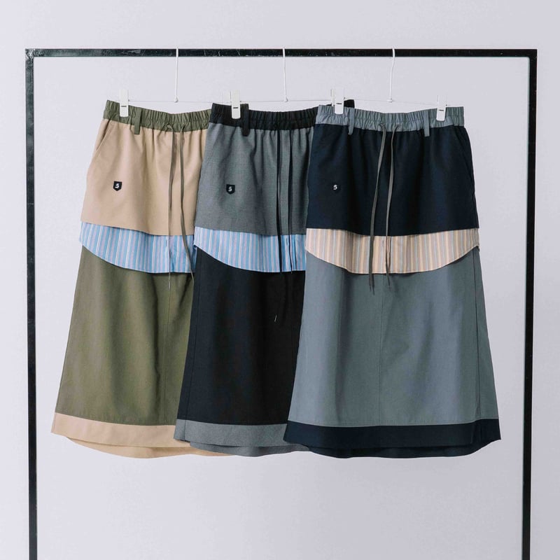 異素材ドッキングスカート【BB54-601】 | BLANC basque