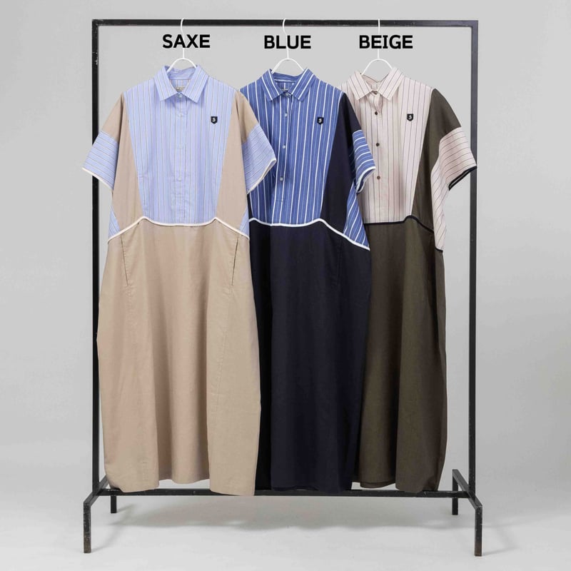 ストライプ切り替えワンピース【BB61-401】 | BLANC basque