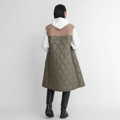 KNIT×キルティング ロングベスト　【BB55-714】