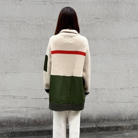 ナイロンツイルハーフ丈衿付きニットコート 【BB55-716】