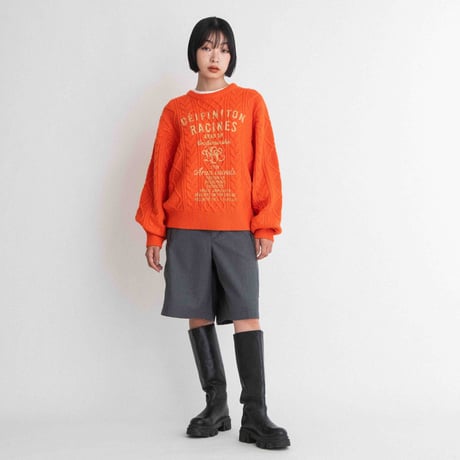 プリントクルーネックカラーニット【BB55-717】