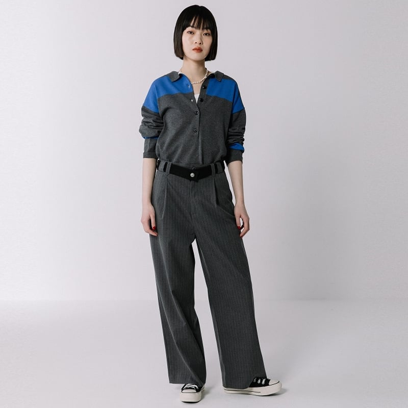 ストライプタックワイドパンツ【BB57-309】 | BLANC basque