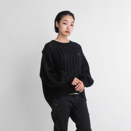 クラッシュモヘア混透かしニット　【BB55-713】