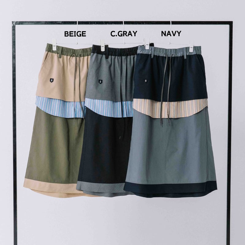 なる様　印半纏のスカート 異素材ドッキングスカート【BB54-601】 | BLANC basque