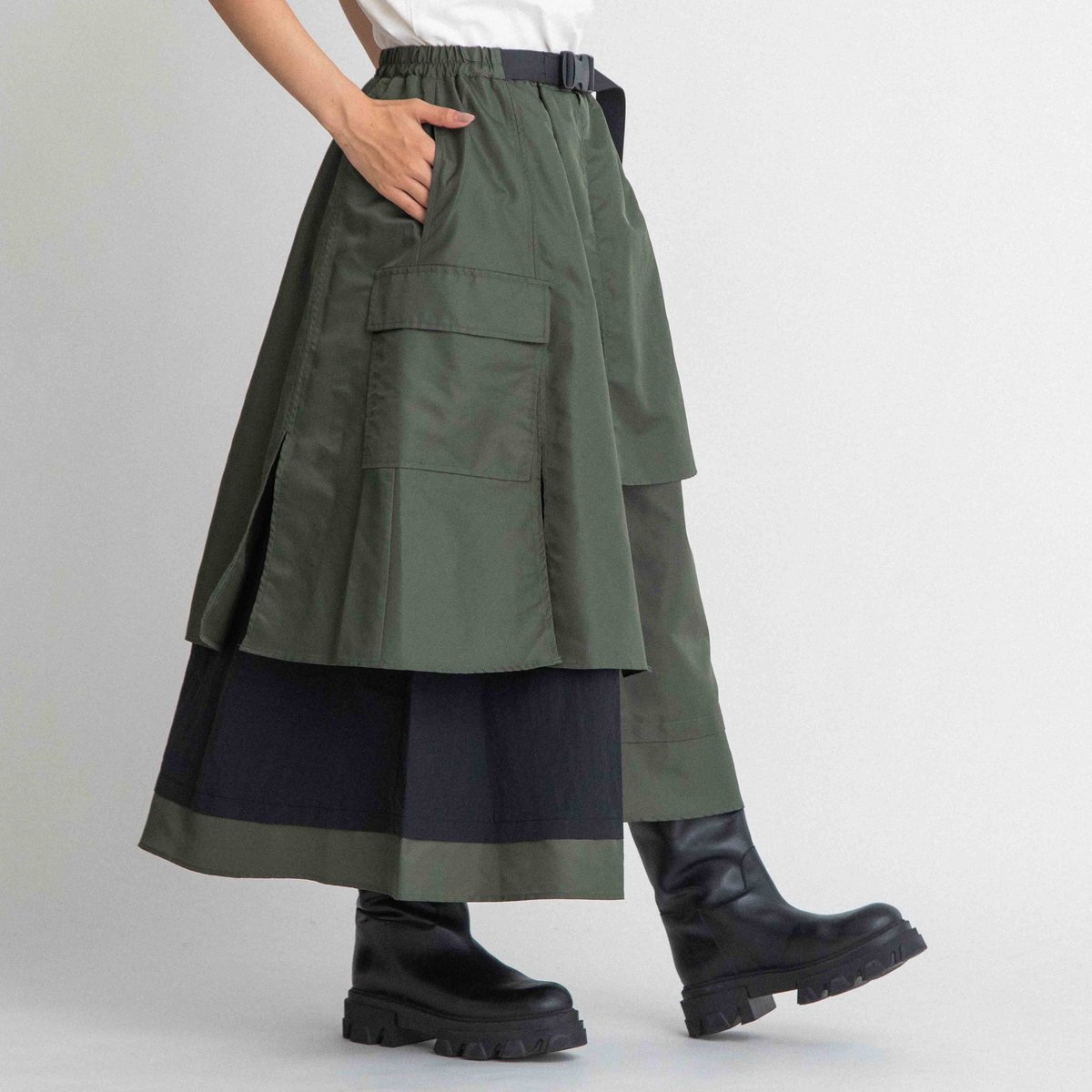 タグ付新品【2023年モデル】and per se ビッグロゴ　中綿スカート　M タフタ切替ロングスカート【PB55-605】 | BLANC basque