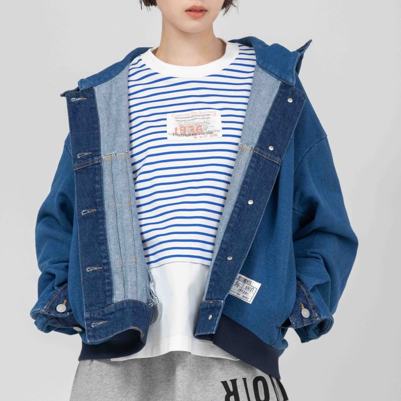 デニム×デニム裏毛ZIPUPパーカー【BB61-503】 | BLANC basque