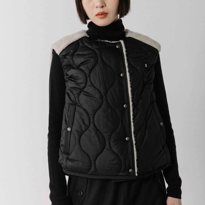 キルティング×ボアショートベスト【BB54-503】 | BLANC basque