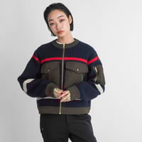 ナイロンツイル×KNIT ZIPブルゾン【BB55-715】
