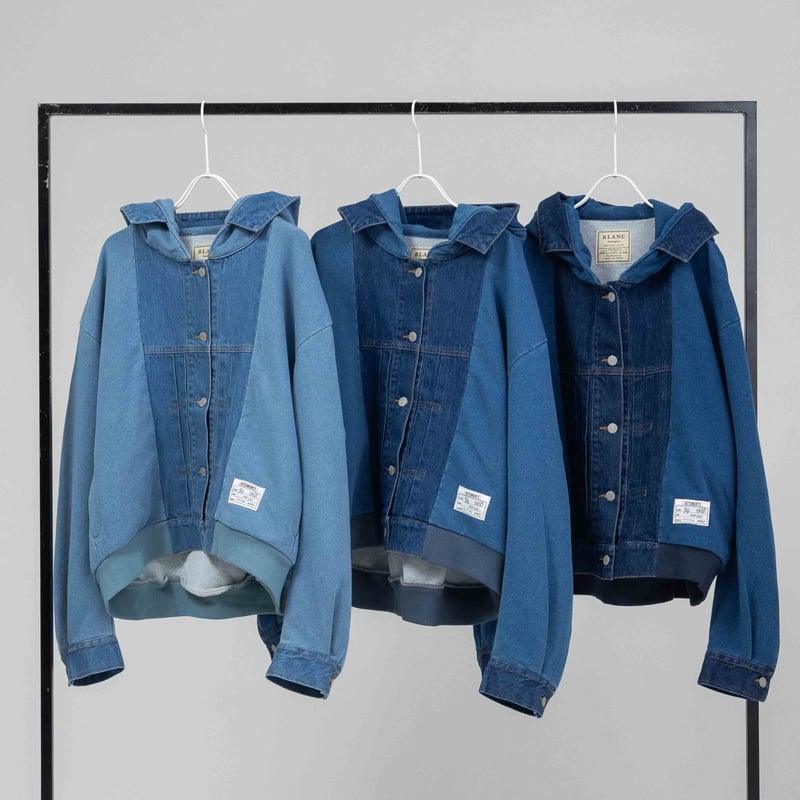 デニム×デニム裏毛ZIPUPパーカー【BB61-503】 | BLANC basque