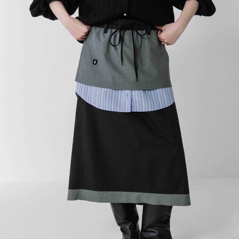 なる様　印半纏のスカート 異素材ドッキングスカート【BB54-601】 | BLANC basque