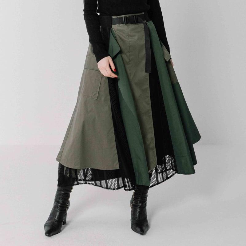 レースレイヤードフレアスカート【PB54-603】 | BLANC basque