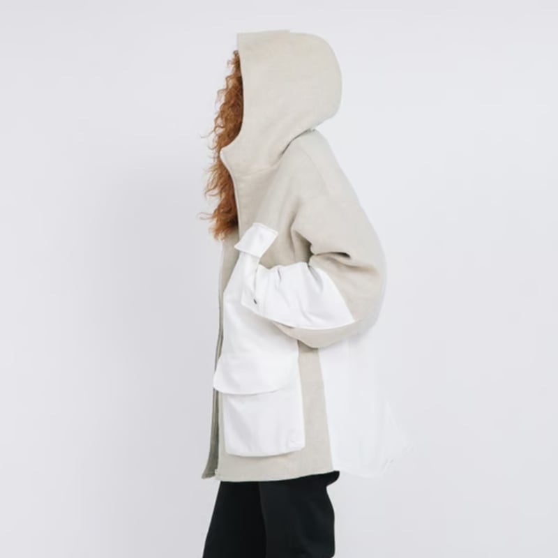 素材切替メルトンフーデットコート【BB46-211】 | BLANC basque