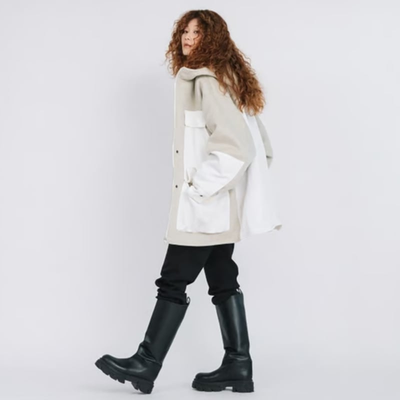 素材切替メルトンフーデットコート【BB46-211】 | BLANC basque