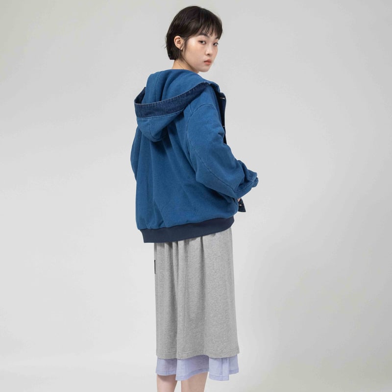 デニム×デニム裏毛ZIPUPパーカー【BB61-503】 | BLANC basque