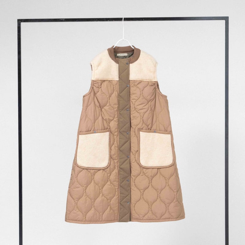 KNIT×キルティング ロングベスト 【BB55-714】 | BLANC basque