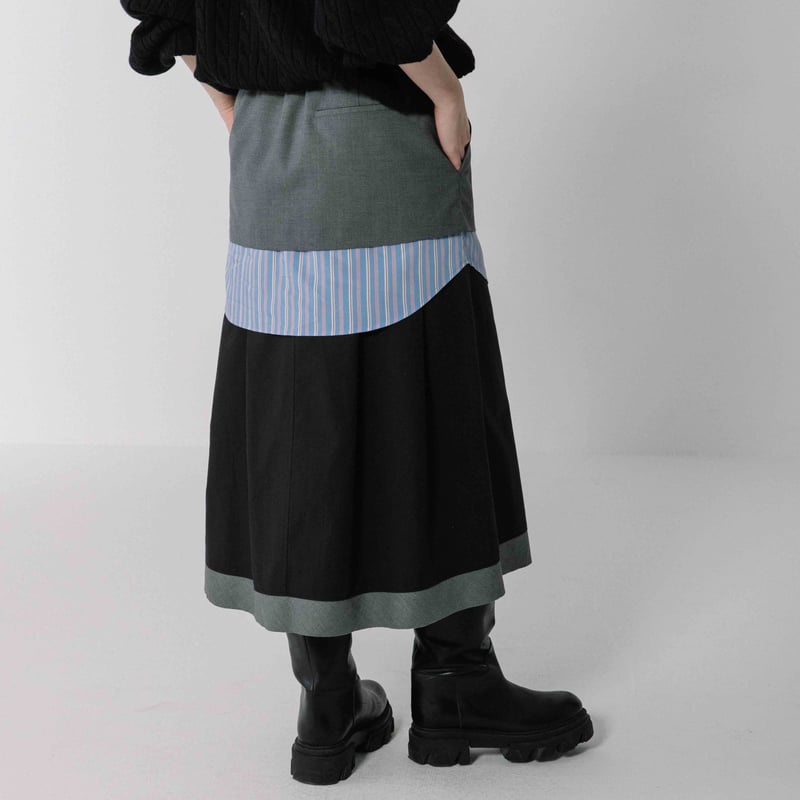 異素材ドッキングスカート【BB54-601】 | BLANC basque