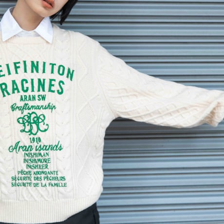 プリントクルーネックカラーニット【BB55-717】