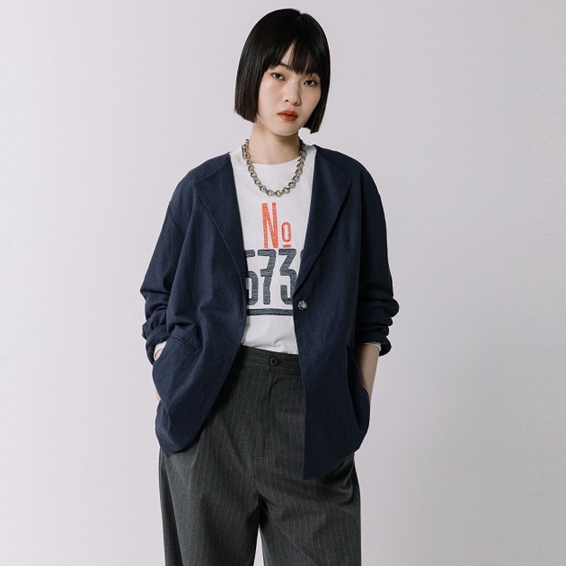 コットンリネンノーカラージャケット【BB57-205】 | BLANC basque