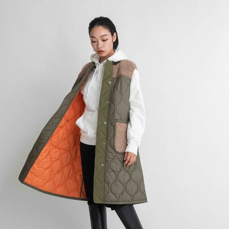 KNIT×キルティング ロングベスト　【BB55-714】