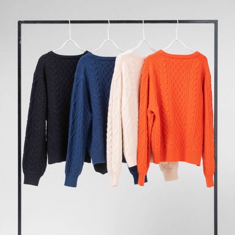 プリントクルーネックカラーニット【BB55-717】