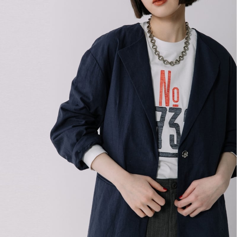 コットンリネンノーカラージャケット【BB57-205】 | BLANC basque